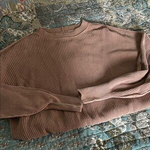 Aerie Pink/Tan Knit Sweater